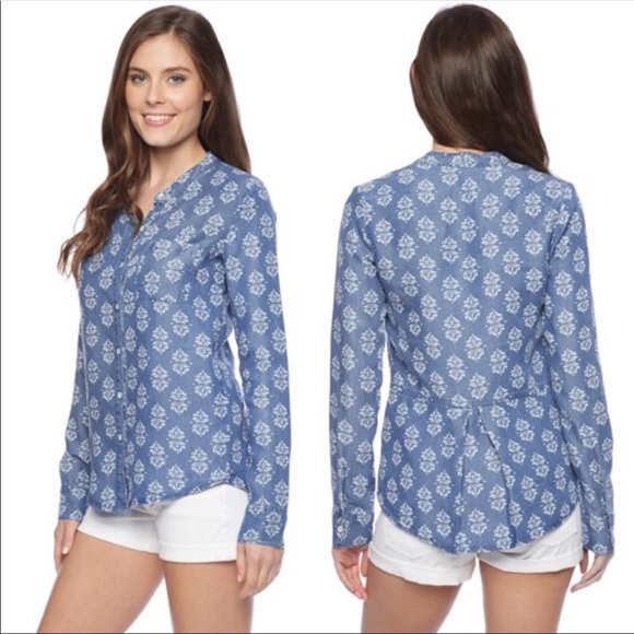 Splendid printed chambray button down shirt - Picture 3 of 8